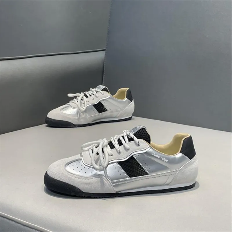 SUPEREDGE Anti Slip Wear Resistant Low Top Casual Shoes Men's Silver Black-2