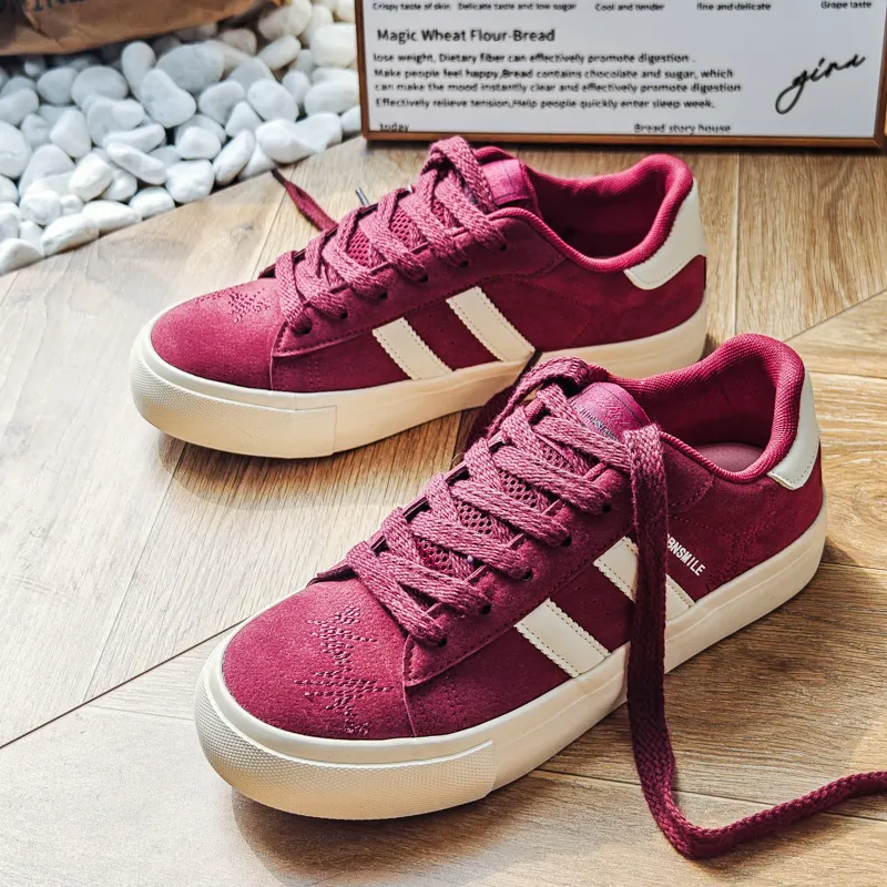 SUPEREDGE Coverage Cushioning Impact Resistance Low Top Skateboard Shoes Men's Burgundy-1