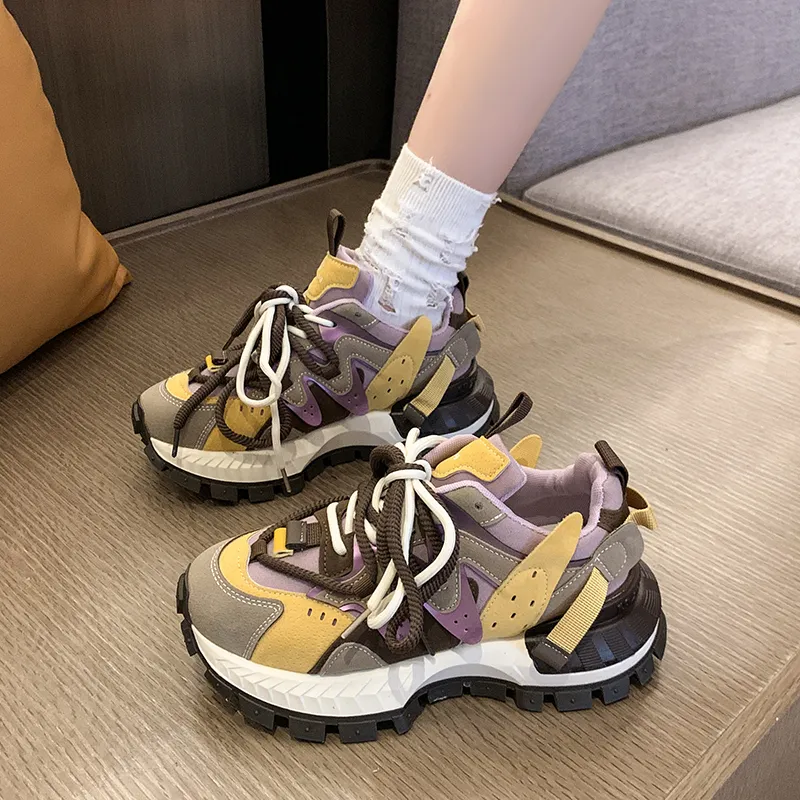 SUPEREDGE Slip Resistant, Abrasion Resistant Cushioning Low Top Chunky Sneakers Women's-8
