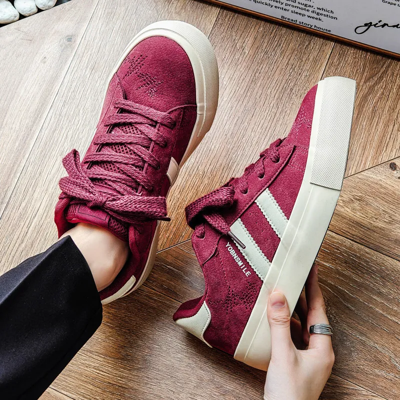 SUPEREDGE Coverage Cushioning Impact Resistance Low Top Skateboard Shoes Men's Burgundy-5