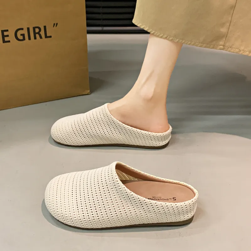 SUPEREDGE Rubber Sole Quiet Abrasion Resistant Closed Toe Slippers Women's-4