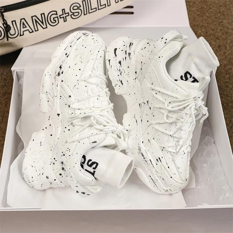 SUPEREDGE Height Increasing Abrasion Resistant Slip Resistant Low Top Chunky Sneakers Unisex-20