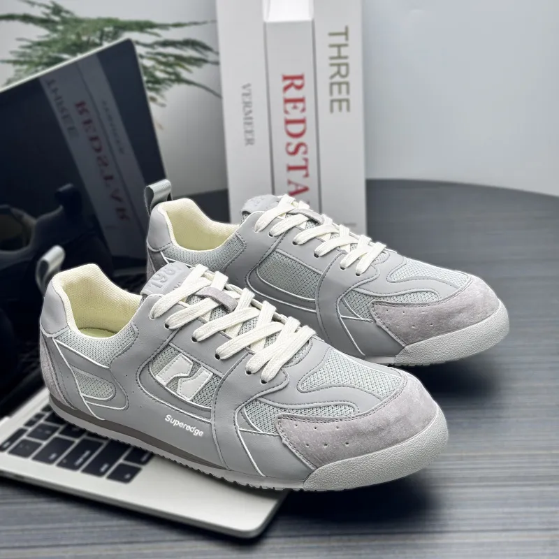 SUPEREDGE Breathable, Lightweight, And Abrasion Resistant Low Top Skateboard Shoes Men's Gray-2