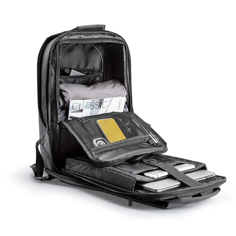 KINGSONS Polyester Backpack Medium Size Men's Dark Gray-3