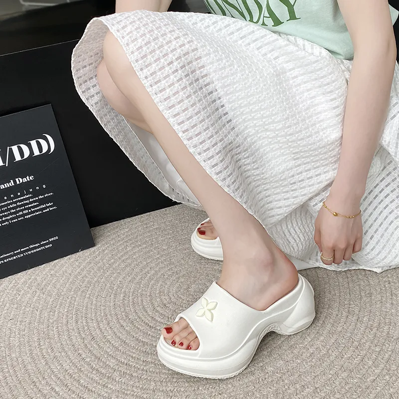 SUPEREDGE Slip Resistant Odor Resistant Massage Pad Slide Slippers Women's White-4