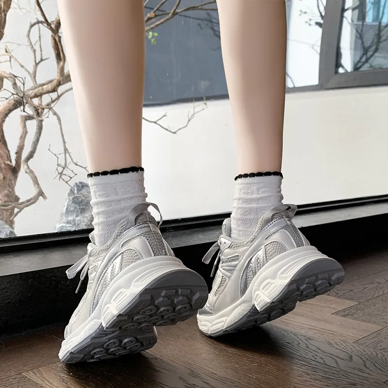 SUPEREDGE Slip Resistant And Abrasion Resistant Coverage Low Top Chunky Sneakers Women's-3