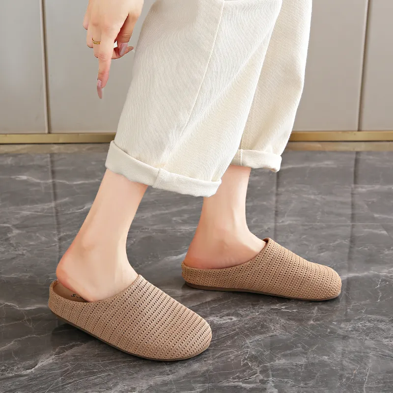SUPEREDGE Rubber Sole Quiet Abrasion Resistant Closed Toe Slippers Women's-13