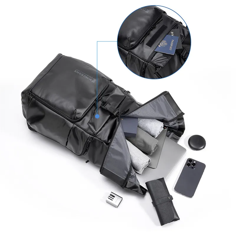 KINGSONS Polyester Backpack Medium Size Unisex Black/Gray-3