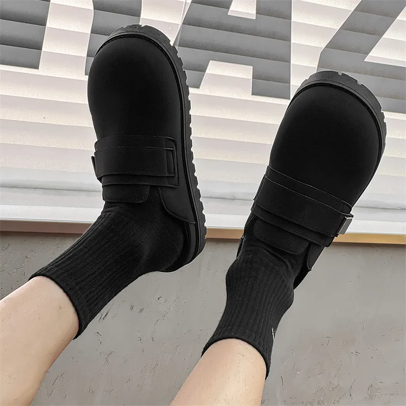 SUPEREDGE Leather Patchwork Quiet Abrasion Resistant Closed Toe Slippers Men's Black-4