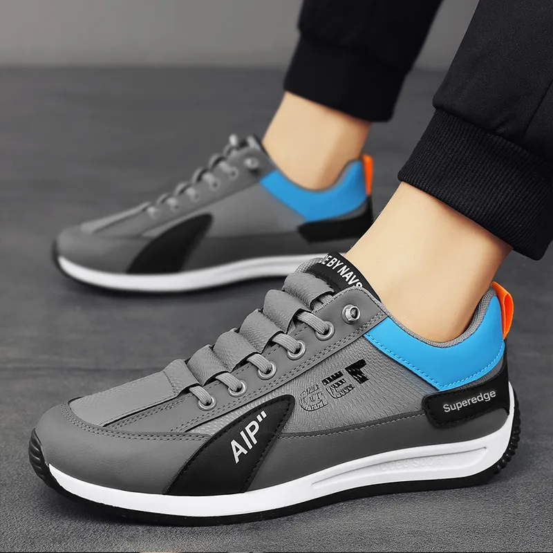 SUPEREDGE Anti Slip Wear Resistant Low Top Casual Shoes Men's Gray-1