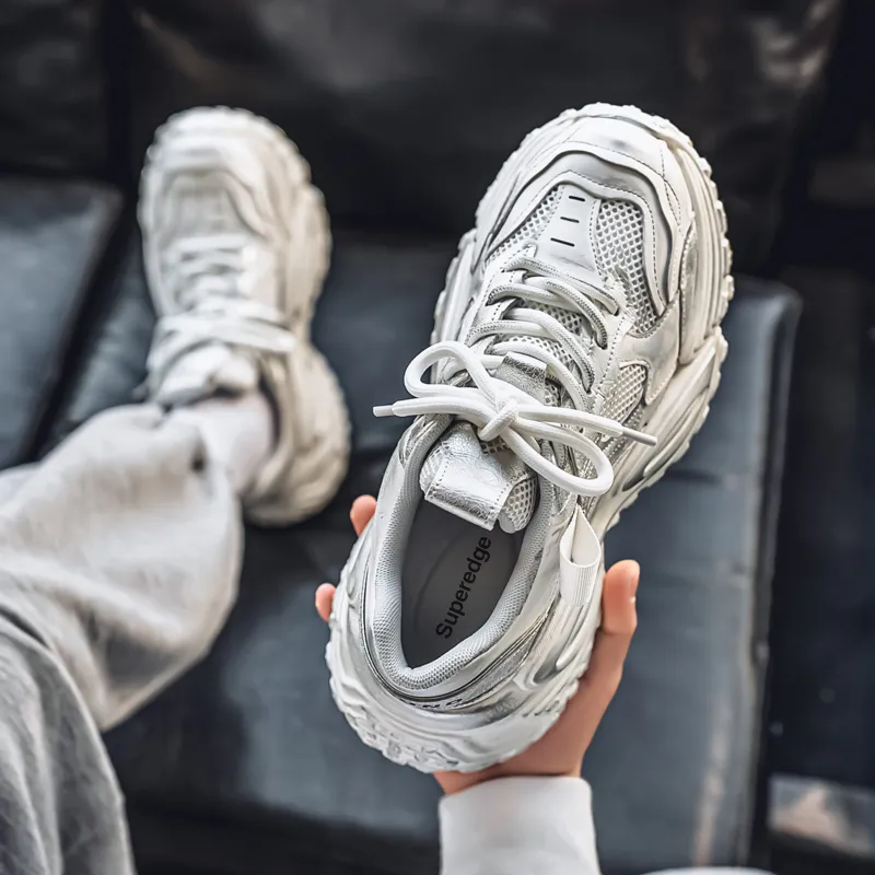 SUPEREDGE Shock Absorbers With Slip Resistant And Abrasion Resistant Properties Low Top Chunky Sneakers Men's-8