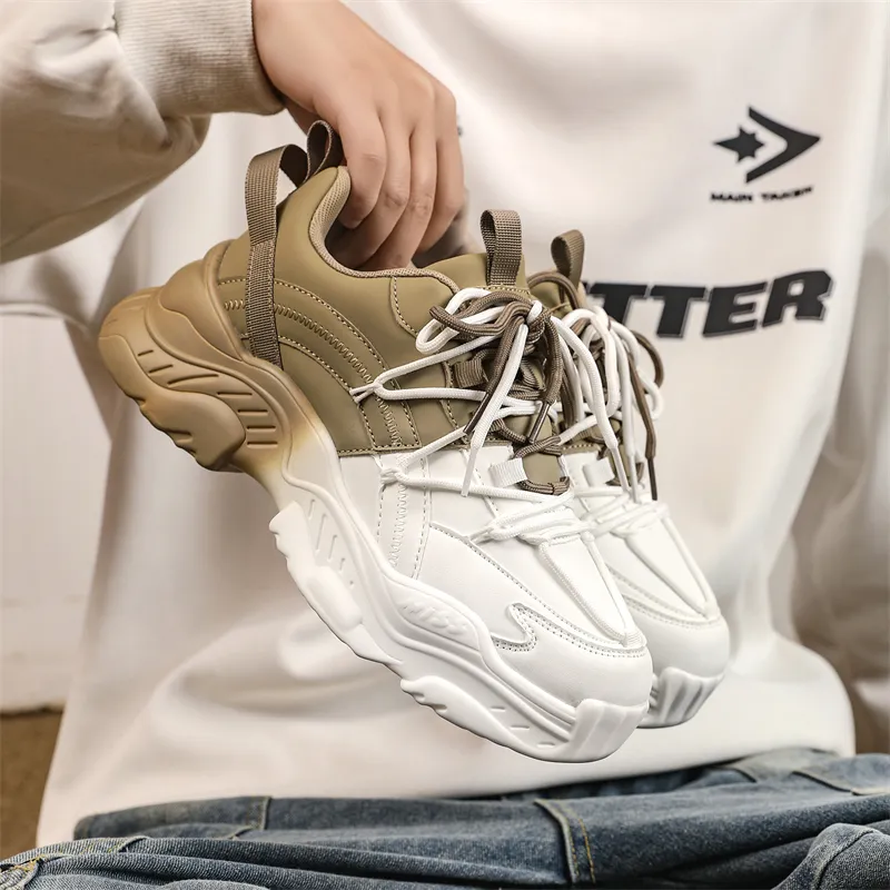 SUPEREDGE Height Increasing Abrasion Resistant Slip Resistant Low Top Chunky Sneakers Unisex-17