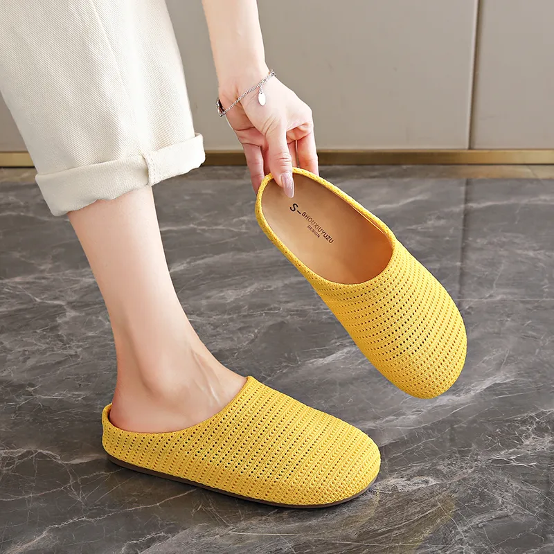 SUPEREDGE Rubber Sole Quiet Abrasion Resistant Closed Toe Slippers Women's-17