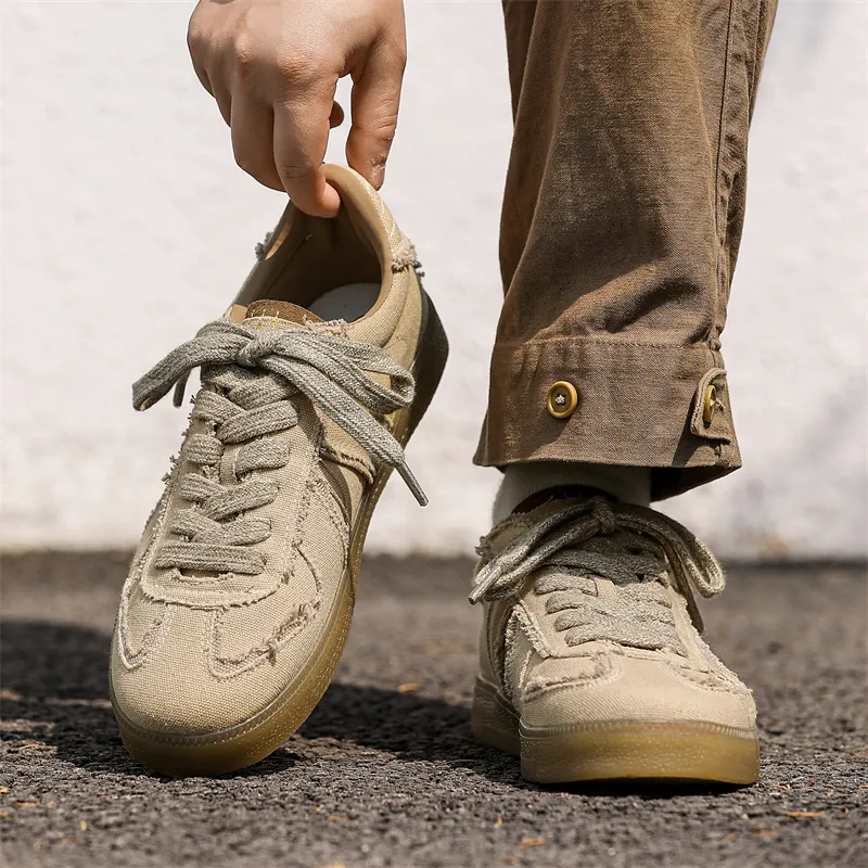 SUPEREDGE Breathable Lightweight Rebound Low Top Casual Shoes Men's Beige-2