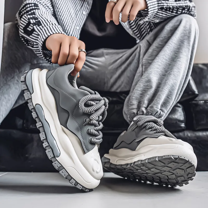 SUPEREDGE Cushioning Slip Resistant Waterproof Low Top Chunky Sneakers Men's-15