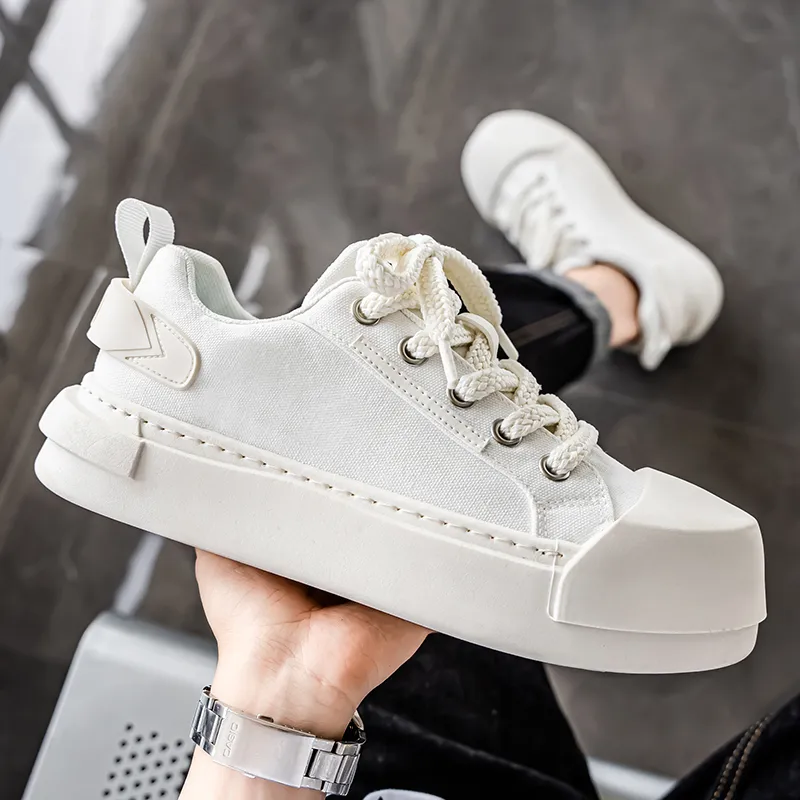 SUPEREDGE Slip Resistant And Breathable Low Top Canvas Shoes Men's White-4