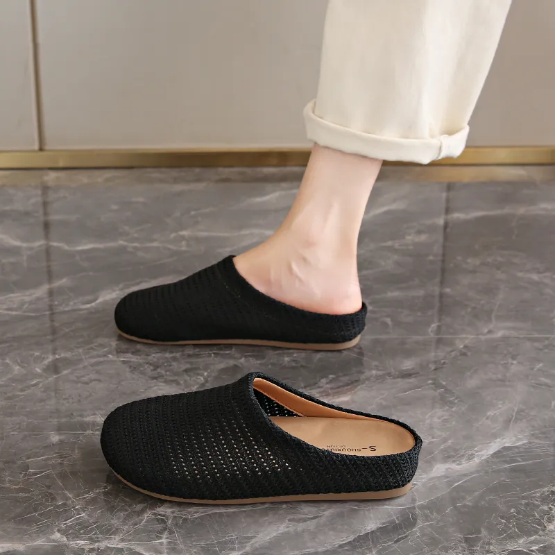 SUPEREDGE Rubber Sole Quiet Abrasion Resistant Closed Toe Slippers Women's-6
