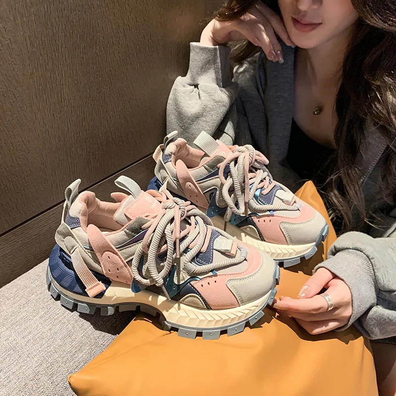 SUPEREDGE Slip Resistant, Abrasion Resistant Cushioning Low Top Chunky Sneakers Women's-5