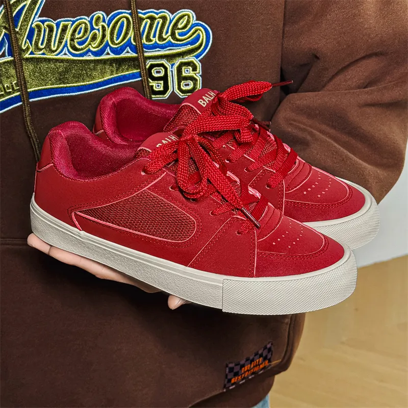 SUPEREDGE Cushioning, Impact Resistant, Abrasion Resistant Low Top Skateboard Shoes Men's Red-5