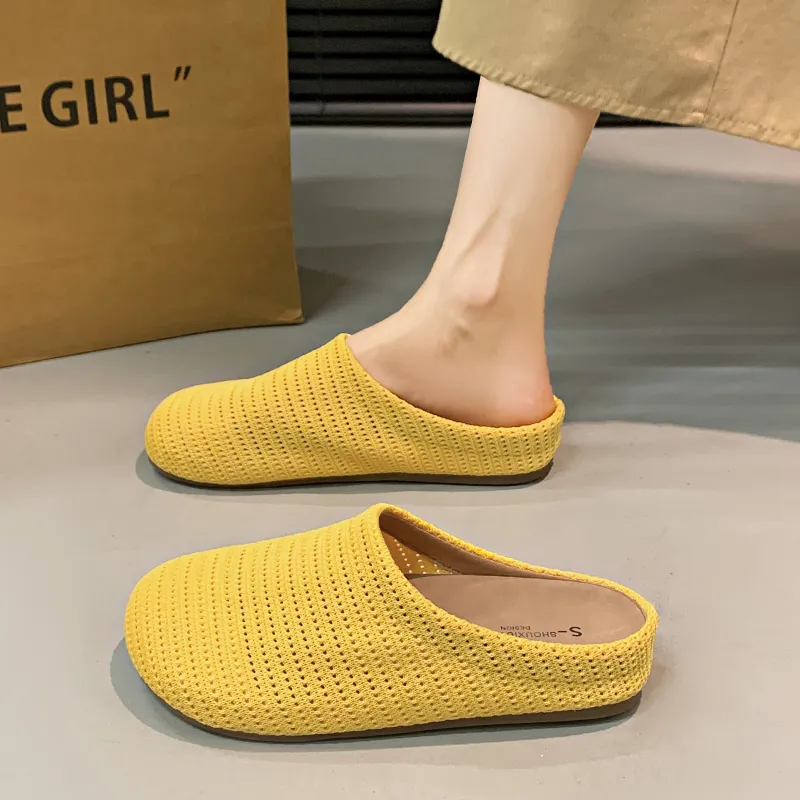 SUPEREDGE Rubber Sole Quiet Abrasion Resistant Closed Toe Slippers Women's-19
