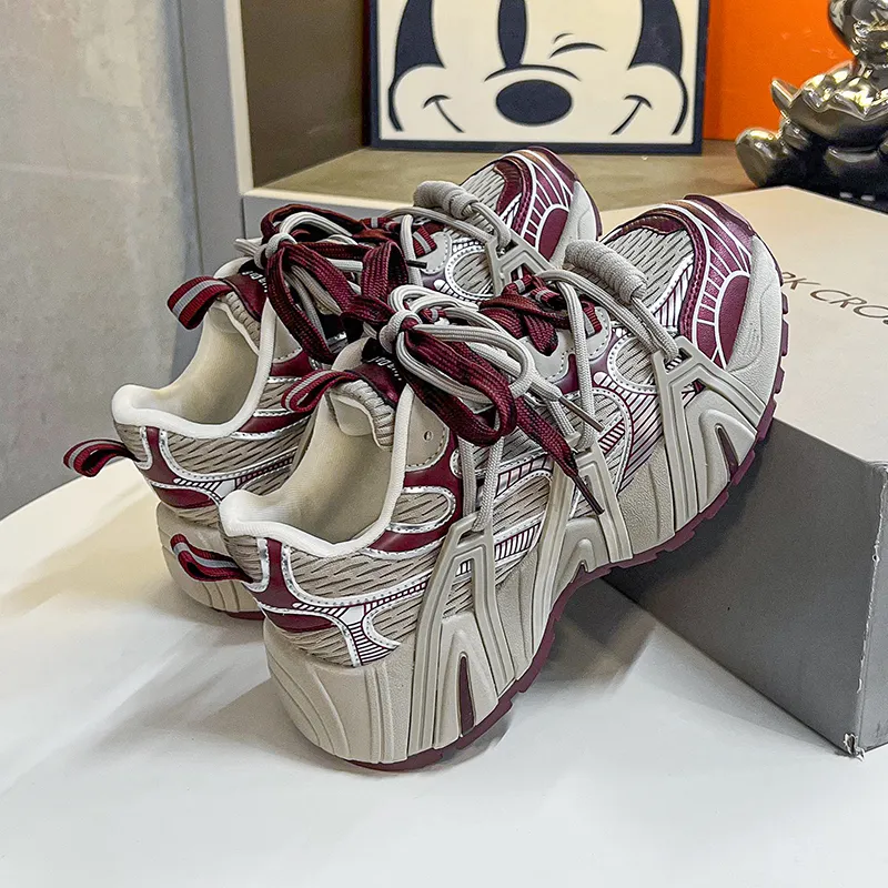 SUPEREDGE Shock Absorbers With Slip Resistant And Abrasion Resistant Properties Low Top Chunky Sneakers Unisex-7