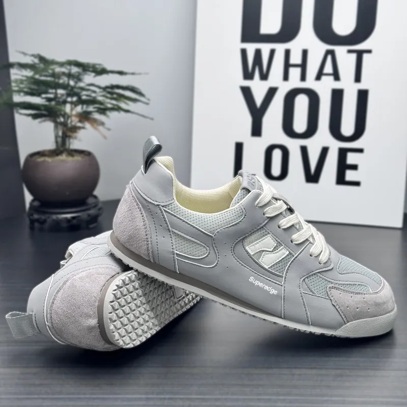 SUPEREDGE Breathable, Lightweight, And Abrasion Resistant Low Top Skateboard Shoes Men's Gray-4