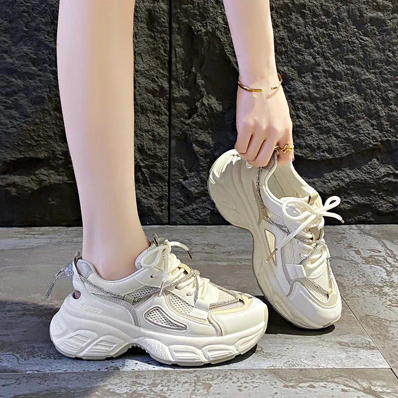 SUPEREDGE Slip Resistant And Abrasion Resistant Coverage Low Top Chunky Sneakers Women's-5