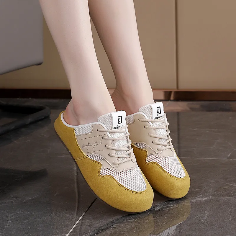 SUPEREDGE Quiet Abrasion Resistant Closed Toe Slippers Women's Yellow-1