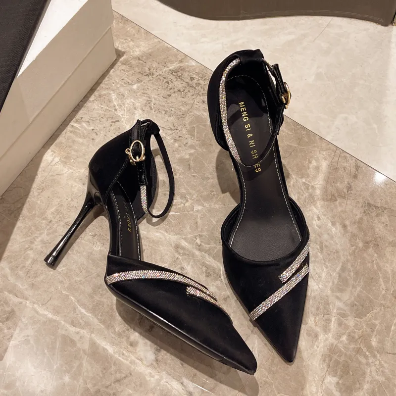 SUPEREDGE Slim Heel High Heels Women's Black-4