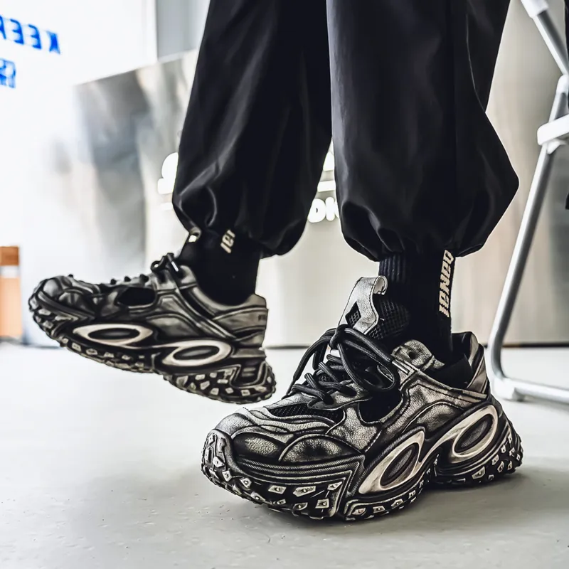 SUPEREDGE Shock Absorbers With Slip Resistant And Abrasion Resistant Properties Low Top Chunky Sneakers Men's-4