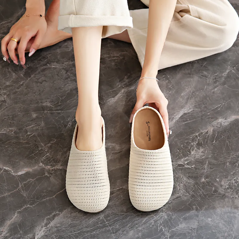 SUPEREDGE Rubber Sole Quiet Abrasion Resistant Closed Toe Slippers Women's-2