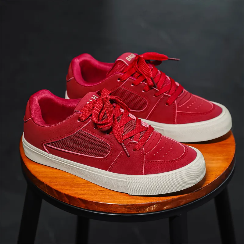 SUPEREDGE Cushioning, Impact Resistant, Abrasion Resistant Low Top Skateboard Shoes Men's Red-2