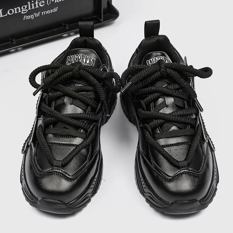 SUPEREDGE Slip Resistant And Abrasion Resistant Coverage Low Top Chunky Sneakers Men's Black-2
