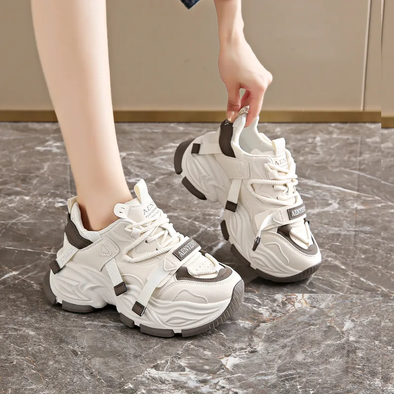 SUPEREDGE Slip Resistant And Abrasion Resistant Coverage Low Top Chunky Sneakers Women's-7