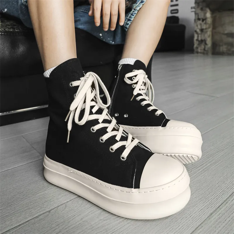 SUPEREDGE Coverage Slip Resistant And Abrasion Resistant High Top Skateboard Shoes Men's Black-1