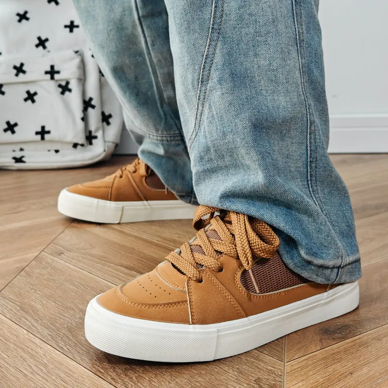 SUPEREDGE Cushioning, Impact Resistant, Abrasion Resistant Low Top Skateboard Shoes Men's Brown-6