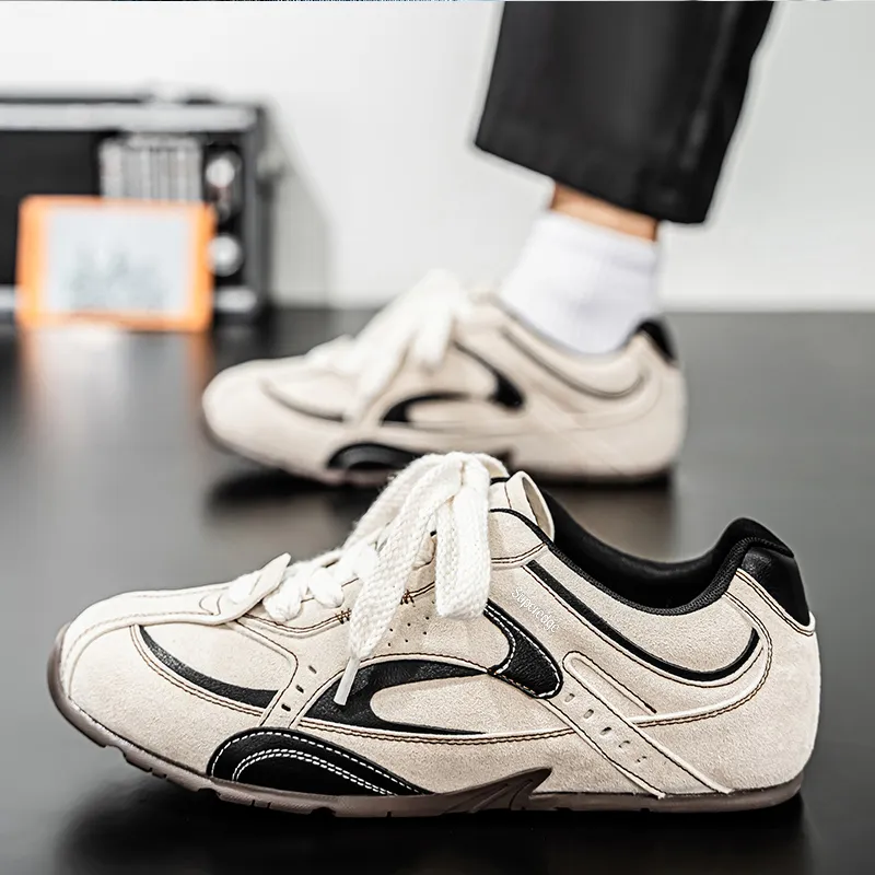 SUPEREDGE Breathable Lightweight Rebound Low Top Casual Shoes Men's White Sand-3