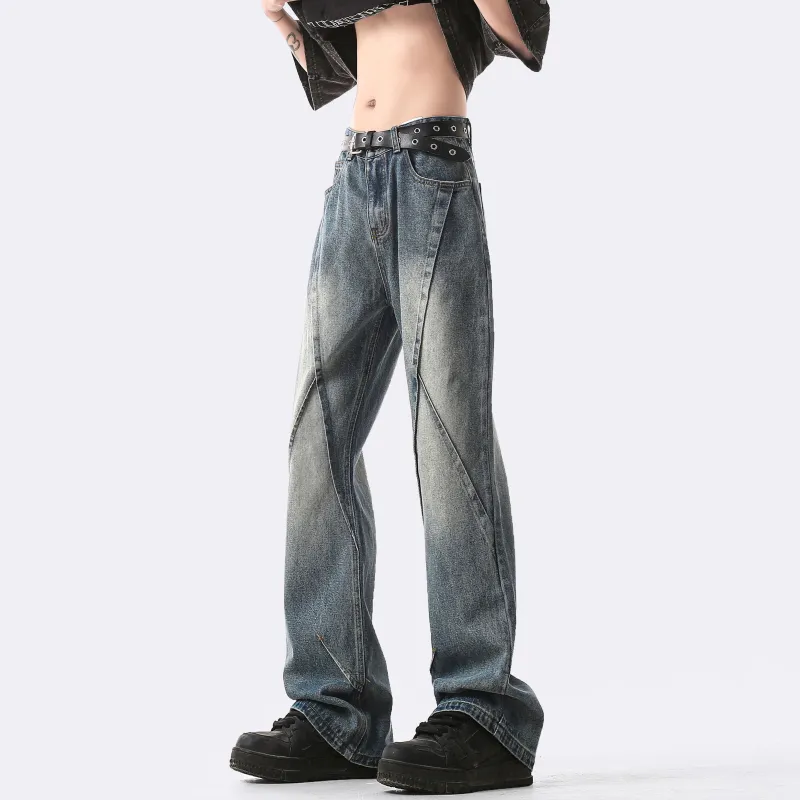 HUANQIU Jeans Luxury Streetwear Trendy Gradient Casual Pants Unisex-8