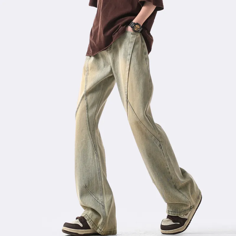 HUANQIU Jeans Luxury Streetwear Trendy Gradient Casual Pants Unisex-4