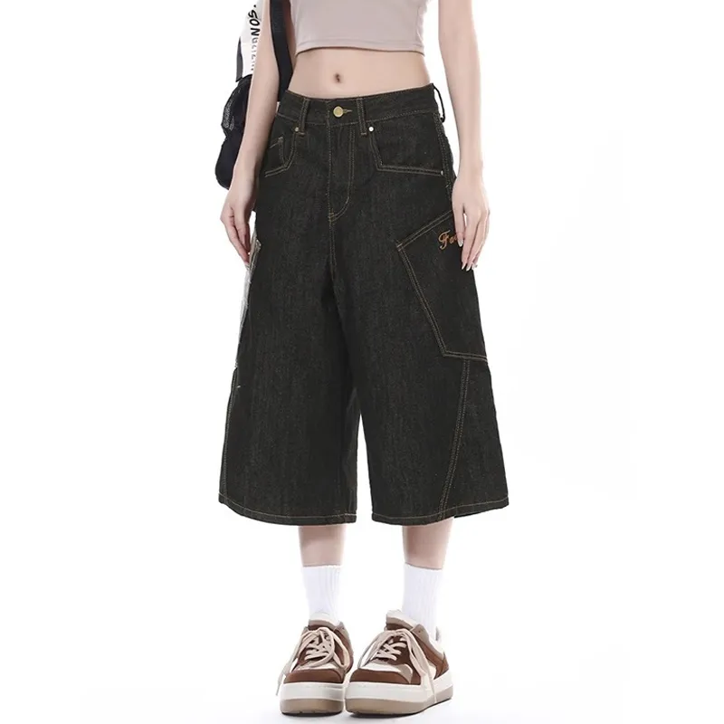 REMOULD Denim Shorts Women's Black Gray-2