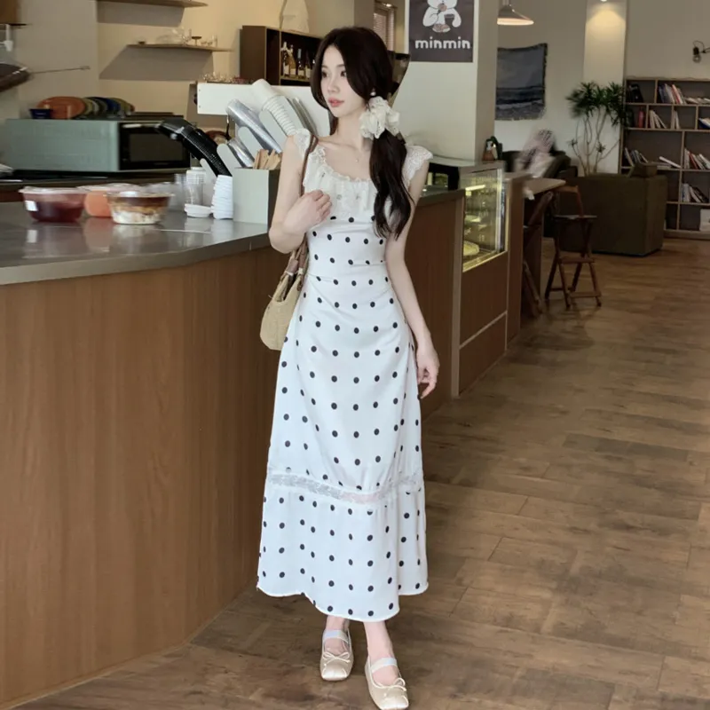 REMOULD Slip Dress Women's White Polka Dot-5