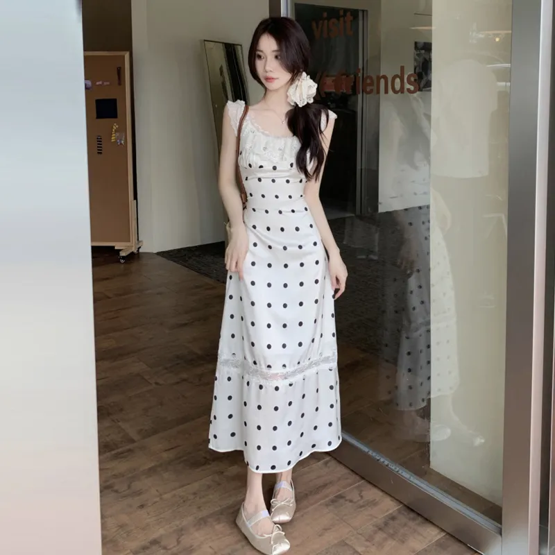 REMOULD Slip Dress Women's White Polka Dot-2
