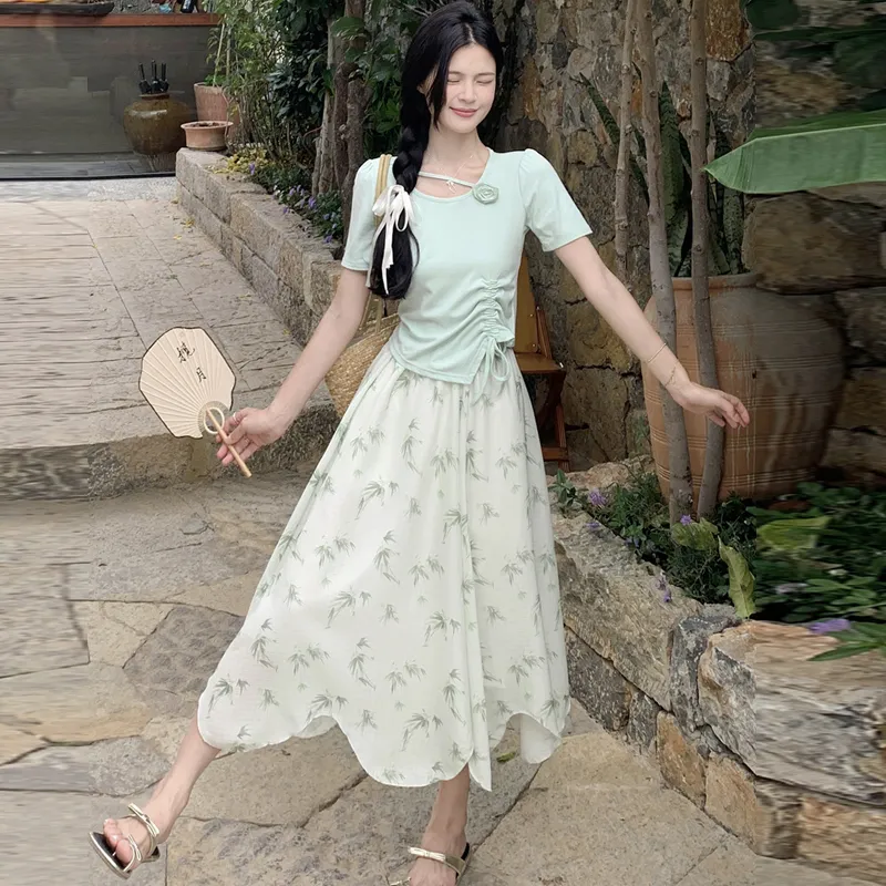 REMOULD Skirt Set Women's Green-3