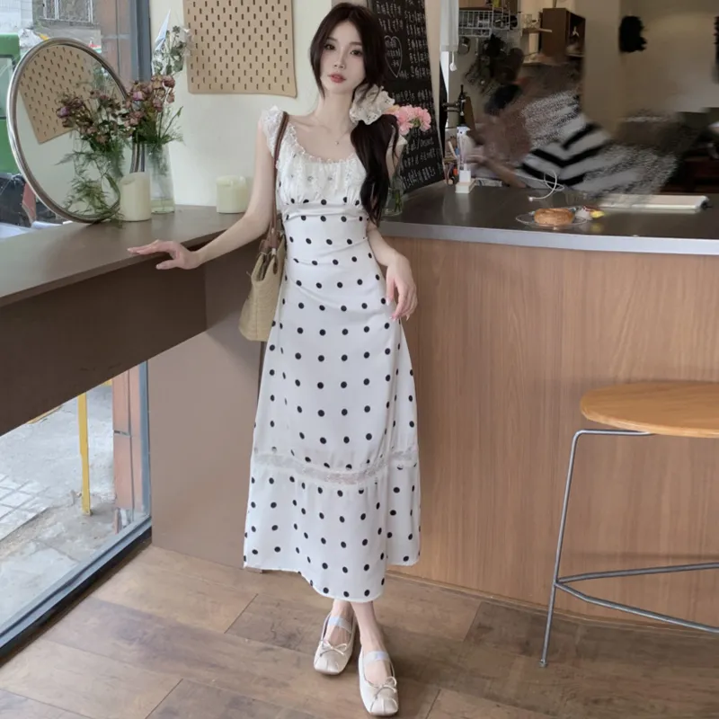 REMOULD Slip Dress Women's White Polka Dot-3