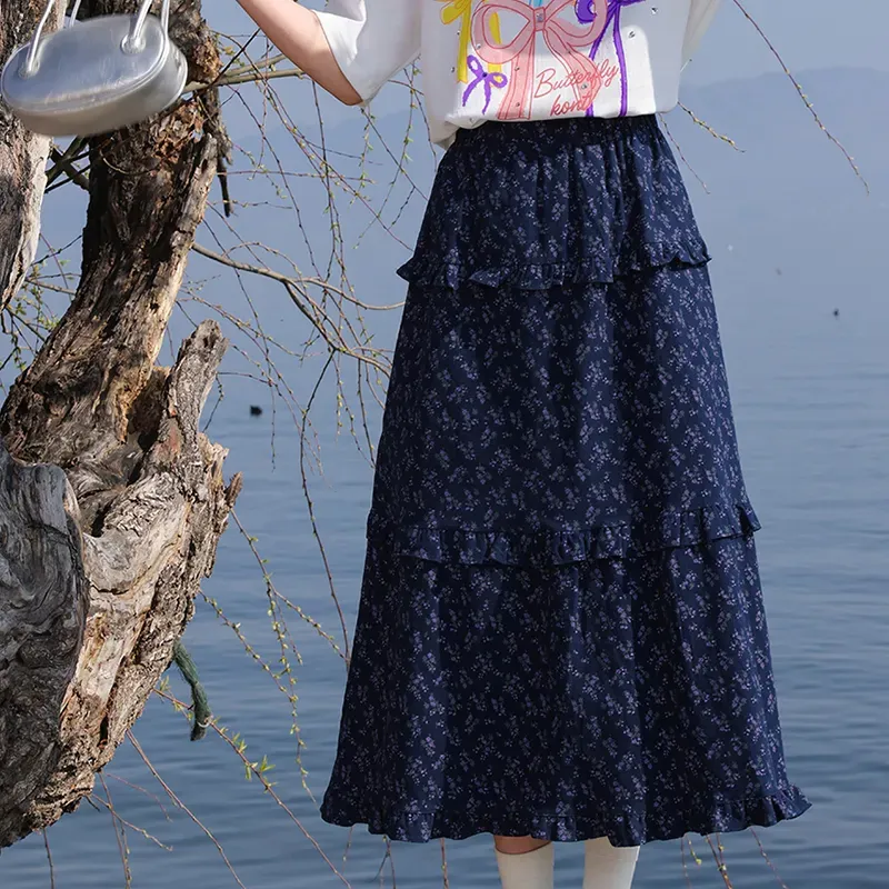 REMOULD Casual Long Skirt Women's Navy Blue-2