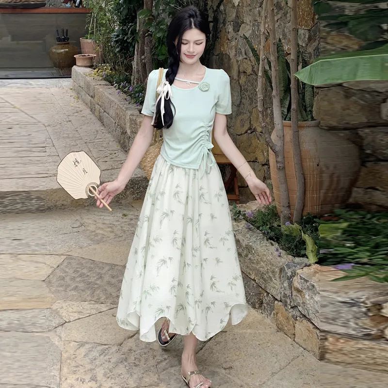 REMOULD Skirt Set Women's Green-2