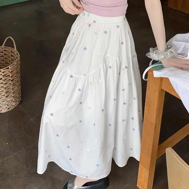 REMOULD Casual Long Skirt Women's White-4