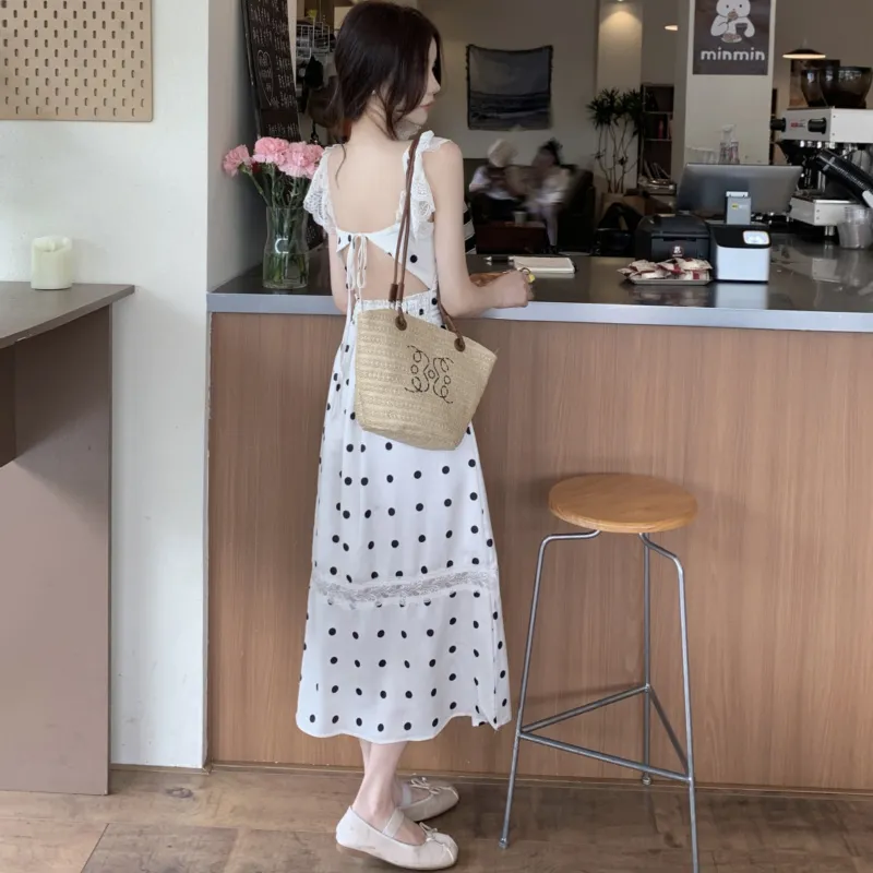 REMOULD Slip Dress Women's White Polka Dot-4