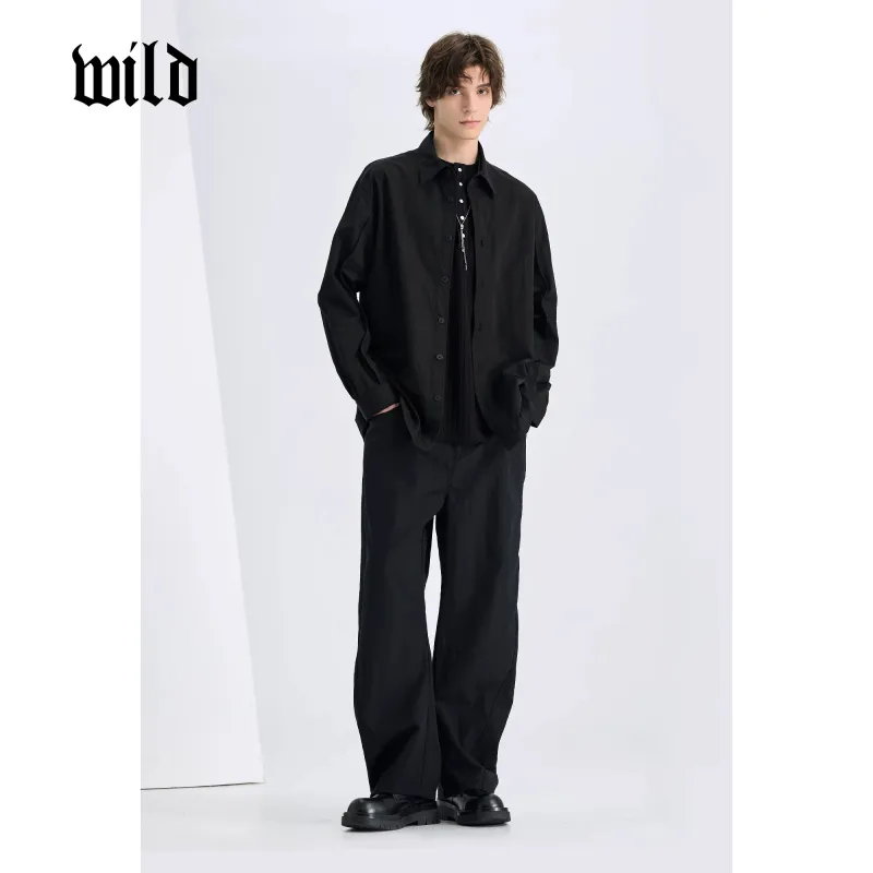 WILD LEADER Casual Pants Men Dull Black[XXKW5138W96]-4
