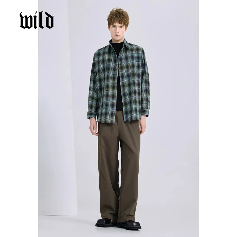 WILD LEADER Shirts Men Blue Plaid[CW5158596]-4